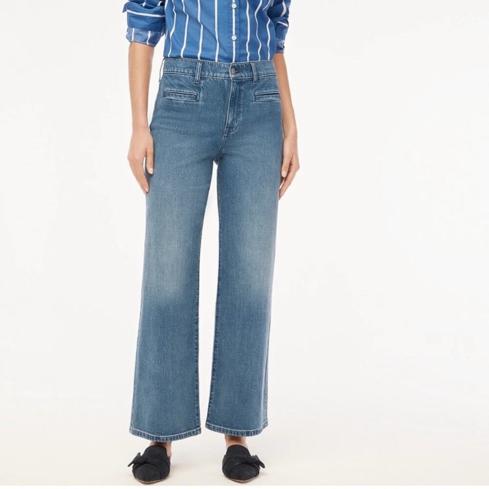 J. Crew NEW Women's Wide-leg Cropped Jeans with Stretch Welt Pockets Size 31